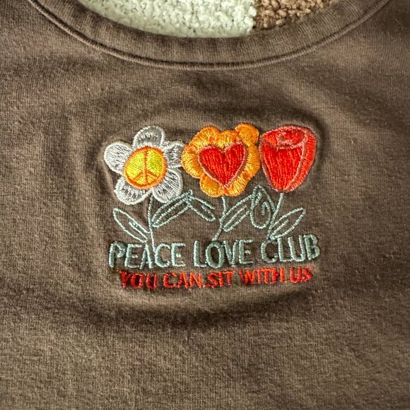 Petals by Petals and Peacocks Peace Love Club Brown Halter Top - Picture 3 of 5